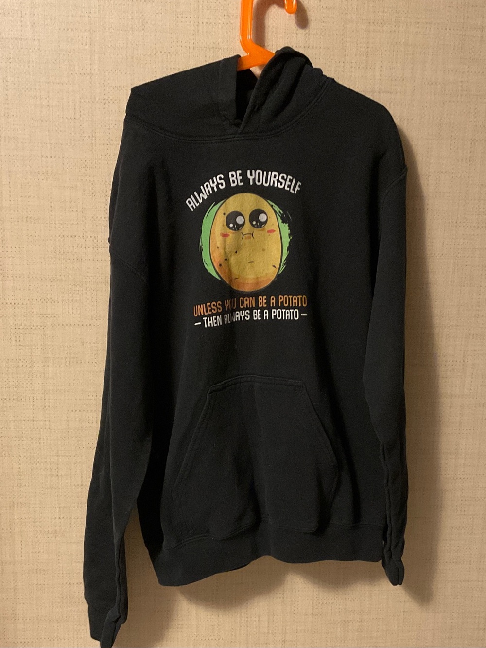 Gildan Black Crewneck Sweatshirt with Cute Potato Graphic